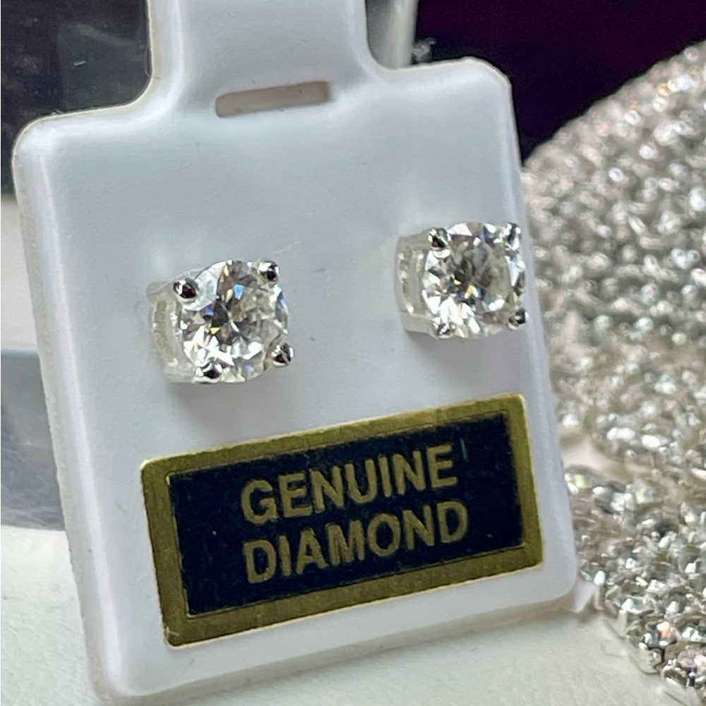 1ct Diamond CERTIFIED studs silver 925 - Picture 6 of 16